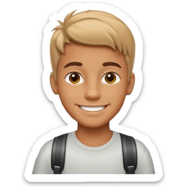 smiling boy on the road sticker