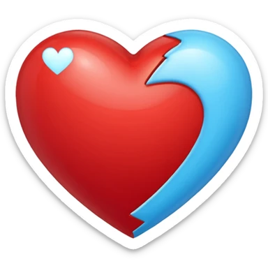 Corazón rojo único diferente con tonos azul claro sticker