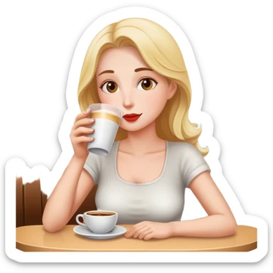 A woman drinking cafe sticker