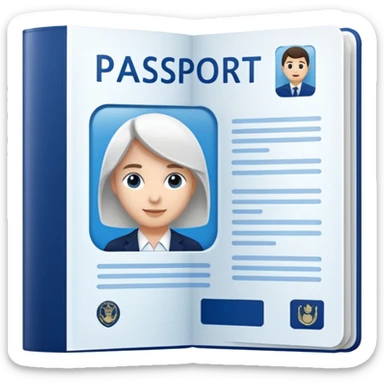 passport open showing ID page sticker