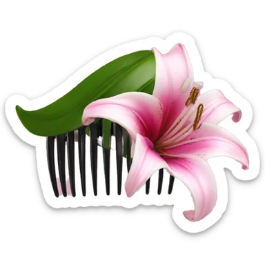 hair claw/clip with pink lily ( accessory)  sticker