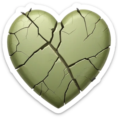 Pale olive broken heart sticker