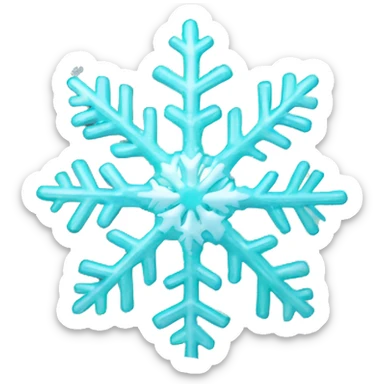 A delicate turquoise snowflake with white accents, glowing softly, floating in a wintery scene. sticker