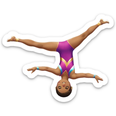 A gymnast performing a mid-air flip, with a backdrop of a circus arena filled with cheering spectators. The gymnast's body is in a perfect arch, with hands and legs extended. The setting is vibrant, colorful, and full of energy, symbolizing acrobatics. Transparent background. sticker