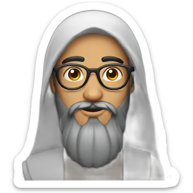 Young Arab man with a long beard and round glasses sticker