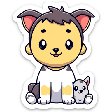 boy with puppy ears sticker