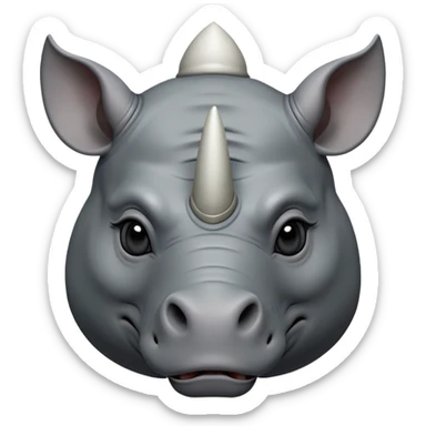 cinematic-noble--rhinoceros-portrait-emoji,slate-grey-hide--poised-and-regal,-with-a-massive,-powerful-build-and-a-thick, -deep-set-soulful-piercing-eyes,-simplified-yet-sharp-and-sophisticated-features,-highly-detailed,-large-black-eyes, zoomed out showing shoulders, large white horn  sticker