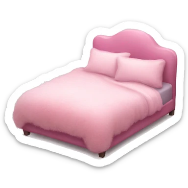 Pink bed fluffy realistic  sticker