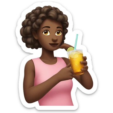 girl wirh drink and inrospective sticker
