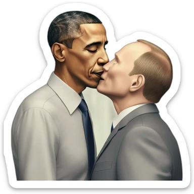 Barak Obama kiss Putin sticker