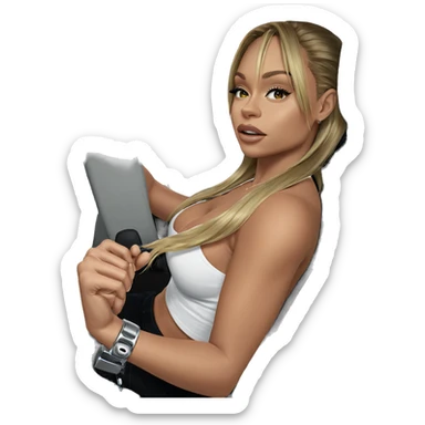 blonde girl in car interior sticker