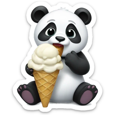 Panda eating ice cream sticker