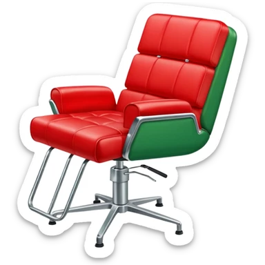 A red and green salon chair sticker
