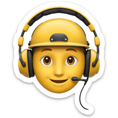 un emoji qui écoute de la musique avec un casque audio avec un léger sourire sticker