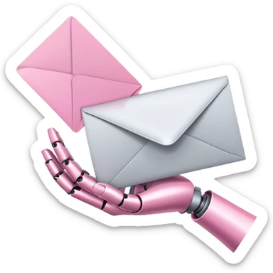 pink robotic hand holding email envelope sticker