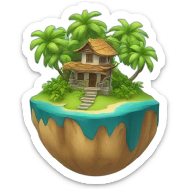 world with an island on the top sticker
