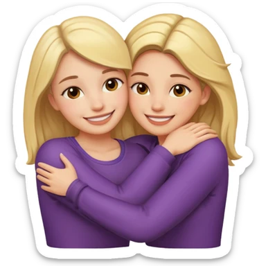 Two females hugging for comfort sticker