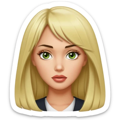 A blonde Megan fox with hazel green eyes and bangs sticker