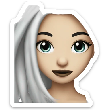 Beautiful girl with white skin, long black hair and tattoos sticker