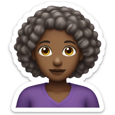 Black girl with curly hair in purple shirt sticker
