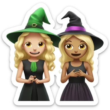 Pink Witch With Blonde Hair & Green Witch Having A Conversation  sticker