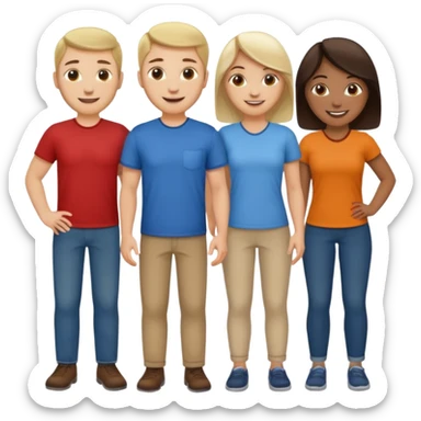 Group of five caucasian coworkers no formal dress, sticker