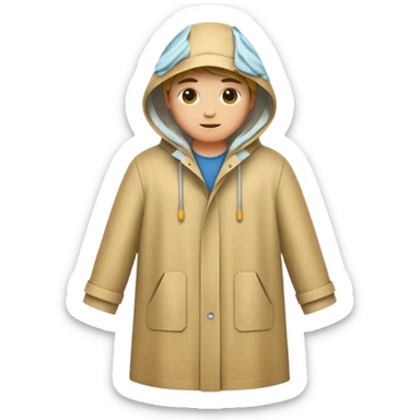sand raincoat, just rain coat, negative: object. sticker