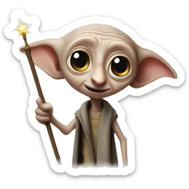 Dobby with a magic wand sticker
