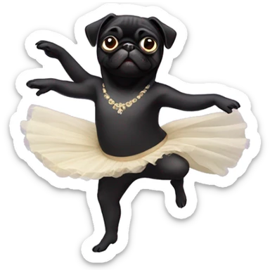 Male Black pug dancing ballet  sticker