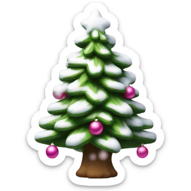 Christmas tree with white snow and pink ornaments  sticker