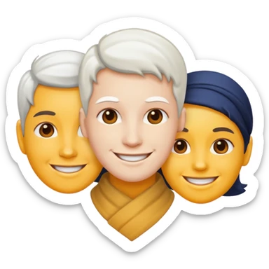3 people, all white skin color next to each other sticker