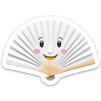 Paper fan with a cute smiling face sticker