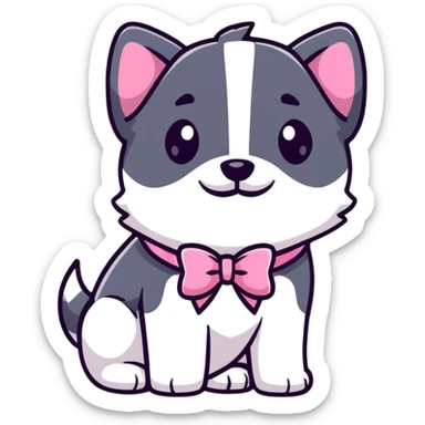 handsome dog with pink bow sticker