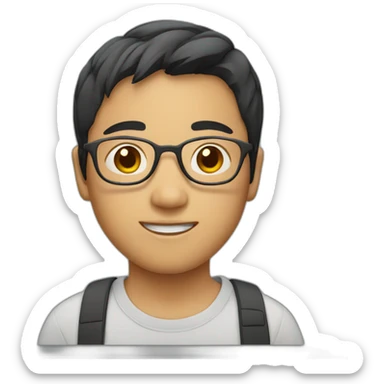 asian boy with glasses sticker