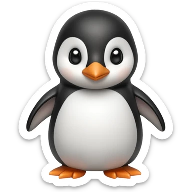 Isolated, detaile illustration of the most incredibly adorable baby penguin 
figurine imaginable, toy style. sticker