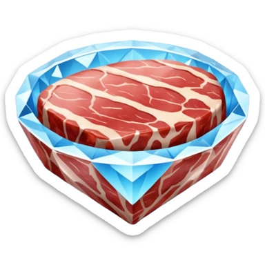 Meat with diamond textur and blue color sticker