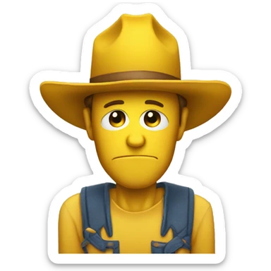 Sad cowboys yellow frowny face just head no nose  sticker