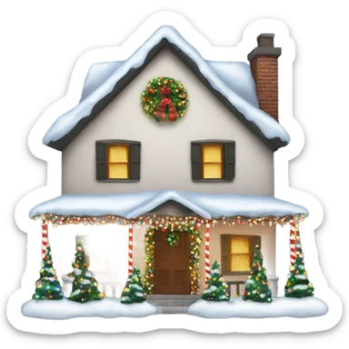 House decorated with Christmas lights sticker
