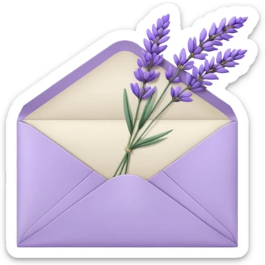 Pastel light whitish purple envelope with lavender flowers laying on top  sticker