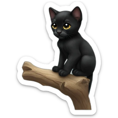 Small Black panther kitten perched on a shoulder sticker