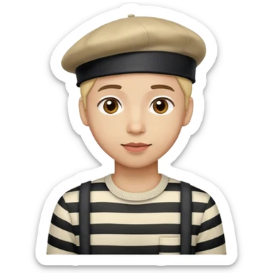 French person with a beret and stripped shirt sticker
