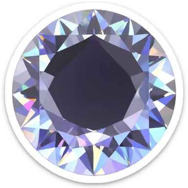 brilliant round white diamond mounted in polished silver, soft holographic shimmer sticker