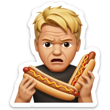 gordon ramsay eat a hotdog, angry sticker