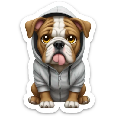 Bulldog wearing a hoodie sticker