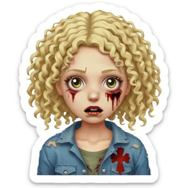 Um zumbi feminino com cabelo cacheado loiros sticker