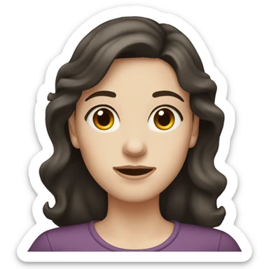 wavy medium dark hair women with pale skin, wide eyes, wide face sticker