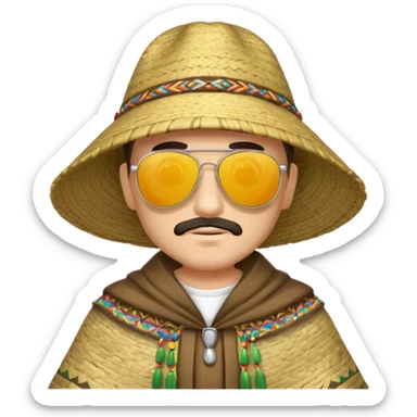 man with fashion pancho sunglasses sticker