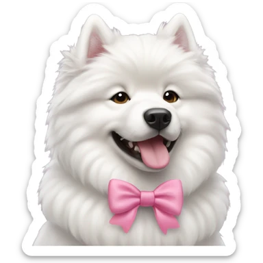 Dog Samoyed with pink bow and at her side boy Samoyed sticker