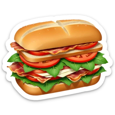 Sourdough bread sandwich with arugula and bacon and tomato slices inside sticker