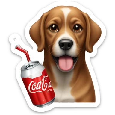 A dog that drinks a coke sticker